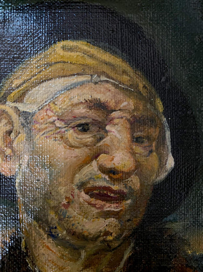Textured oil painting portrait of grotesque Litvinov Oleg Arkad’yevich