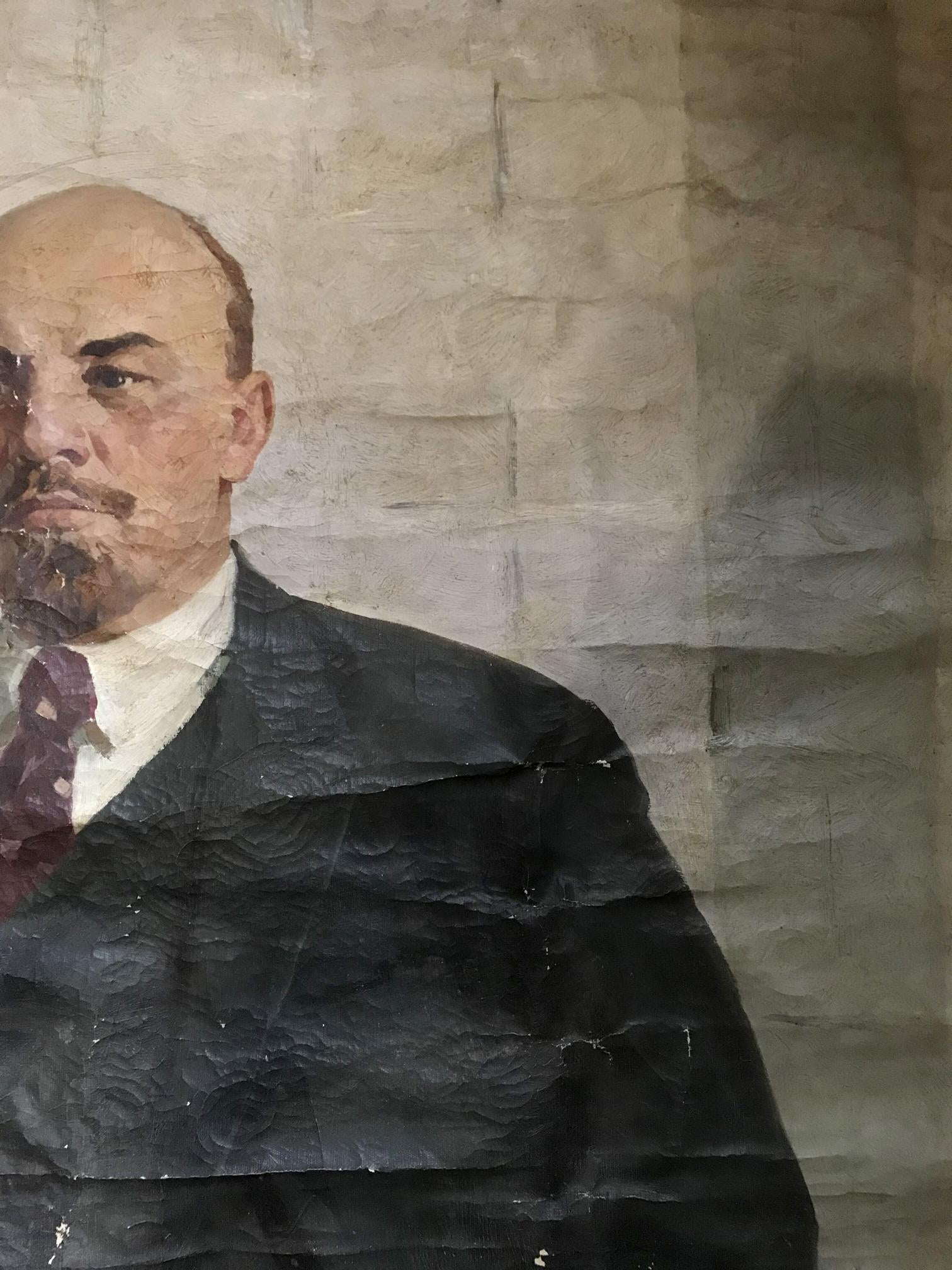 Oil painting portrait of Lenin in office by N. Nagulyak