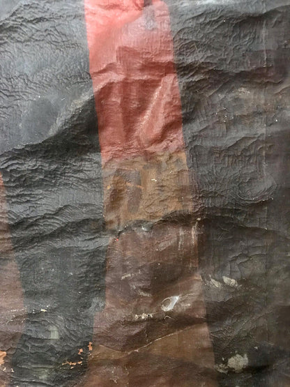 Back of oil painting Portrait of Lenin in the office N. Nagulyak with worn crinkled fabric