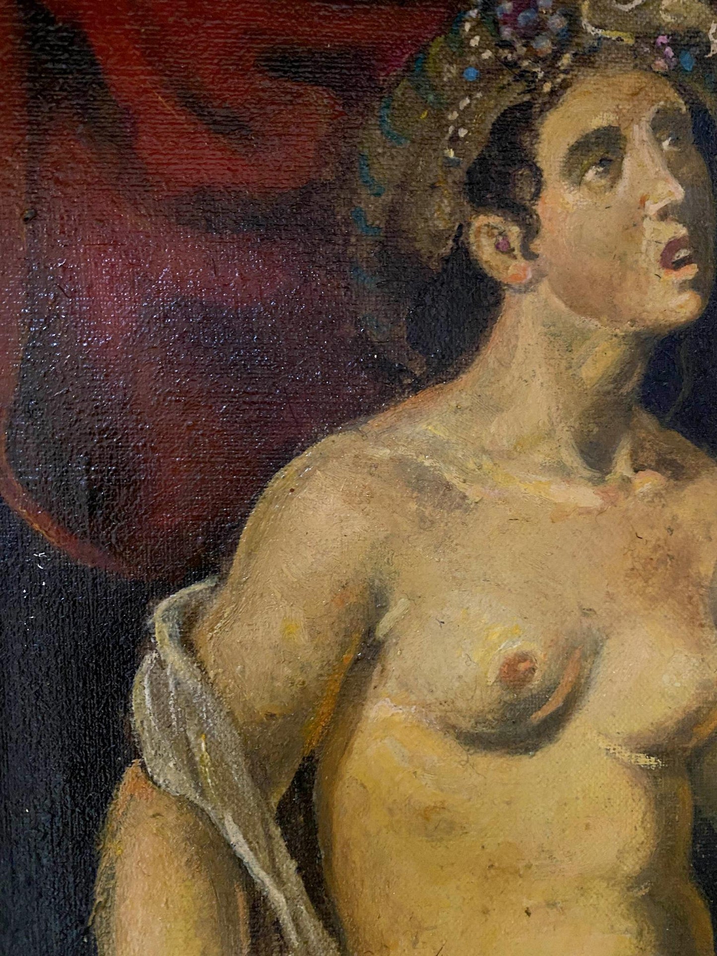 Oil painting Josephine by Litvinov Oleg Arkadyevich: nude figure with floral crown