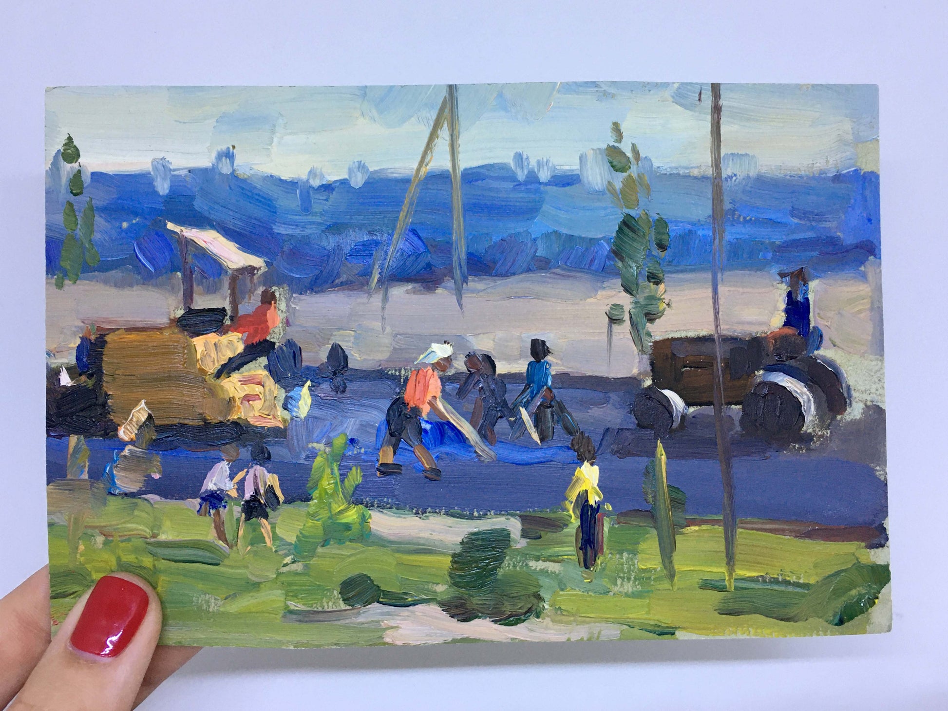 Vibrant impressionist oil painting Roads are made by Popov I. A. rural scene
