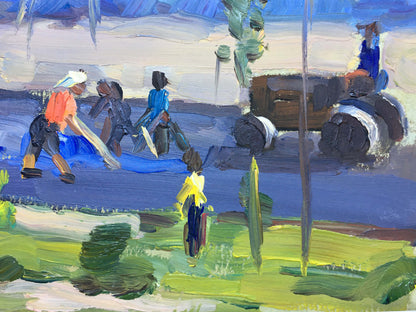 Vibrant impressionist oil painting Roads are made by Popov I. A. rural scene