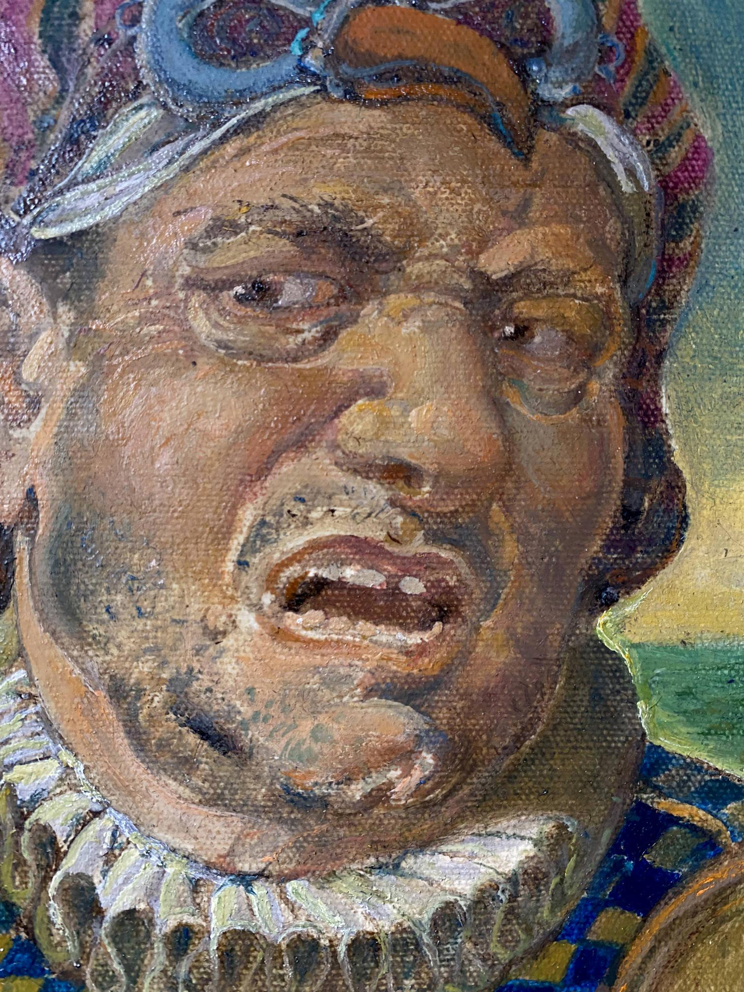 Oil painting portrait of male jester by Oleg Litvinov