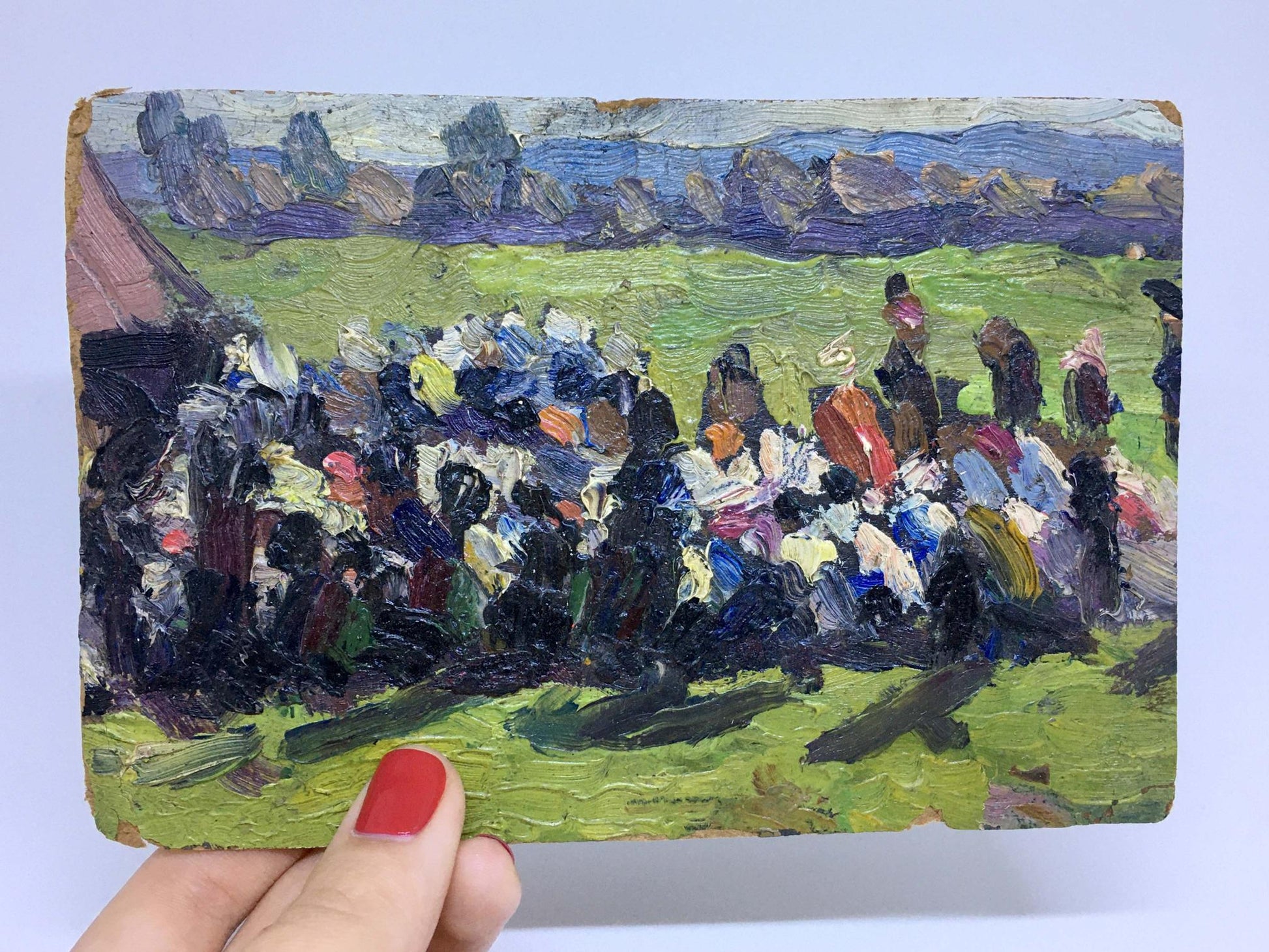 Oil painting Meeting after the war by Popov I.A. vibrant gathering