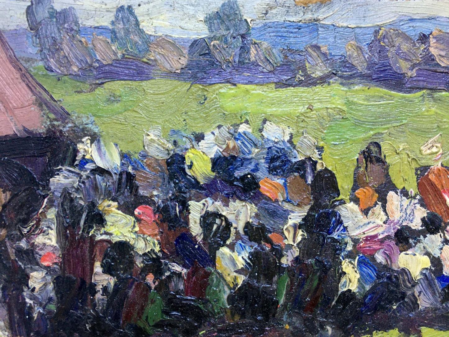 Vibrant impressionistic oil painting Meeting after the War by Popov I. A