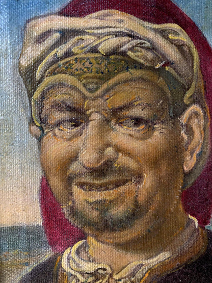 Oil painting portrait of man in ornate turban by Litvinov Oleg Arkadyevich