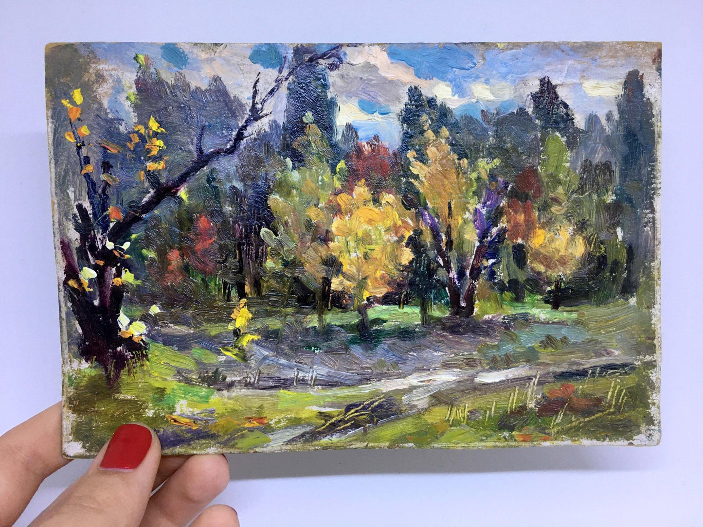 Oil painting Golden Autumn Popov I.A. autumn forest scene