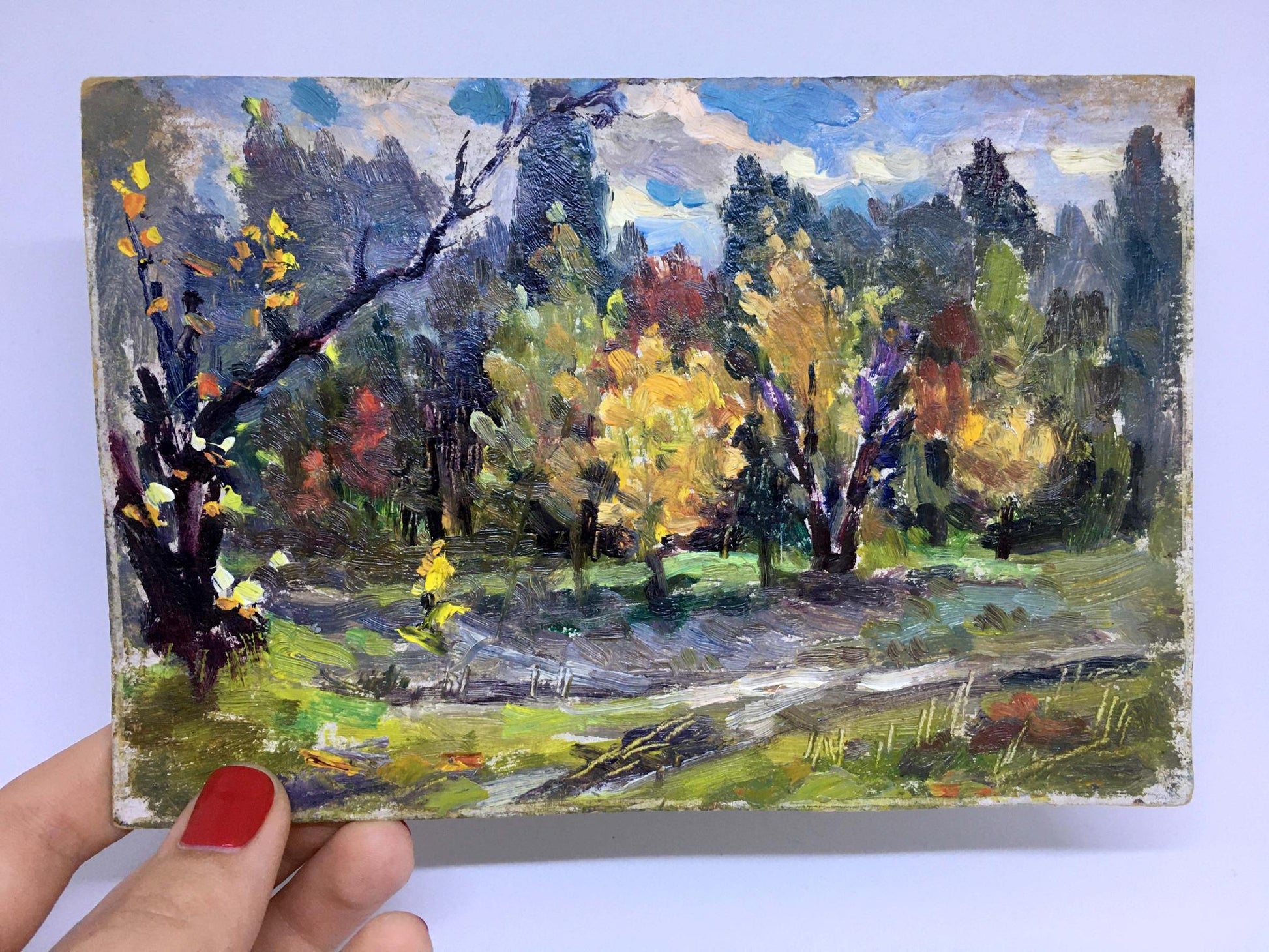 Oil painting Golden Autumn Popov I.A. autumn forest scene