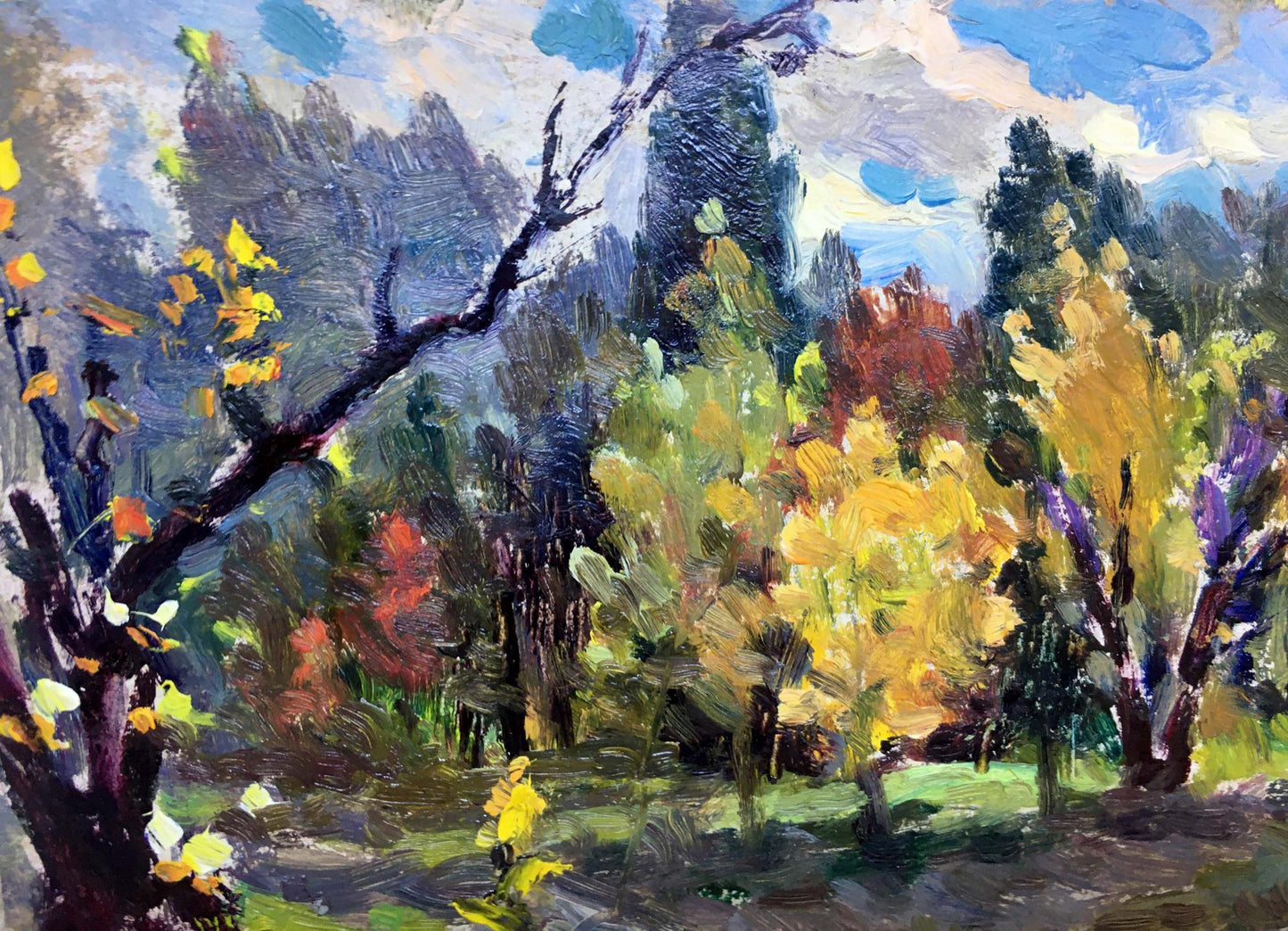 Oil painting Golden autumn Popov I. A. vibrant autumn landscape