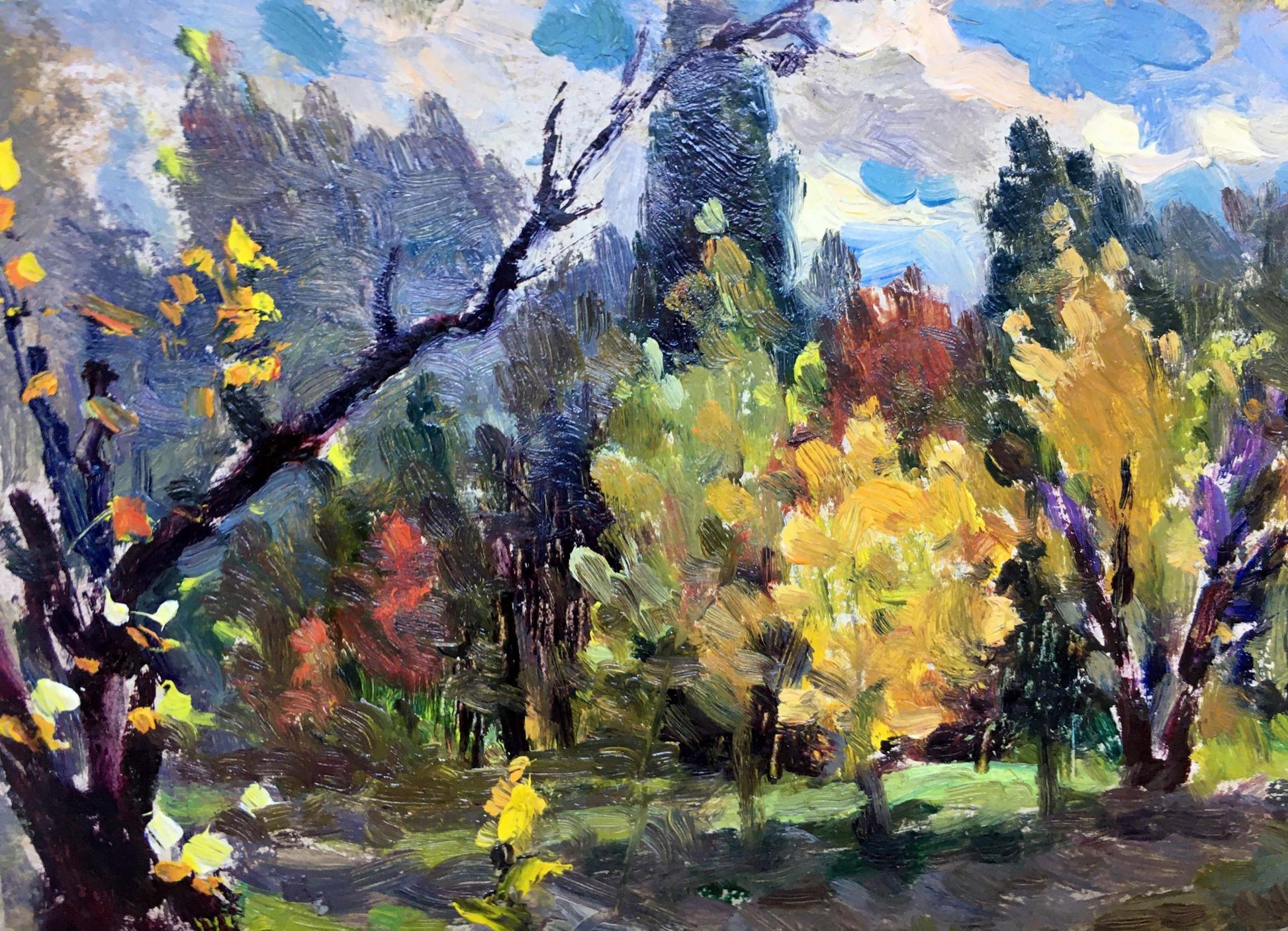 Oil painting Golden autumn Popov I. A. vibrant autumn landscape