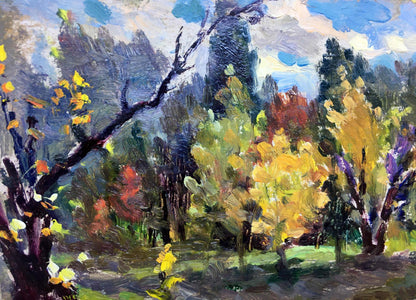 Oil painting Golden autumn Popov I. A. vibrant autumn landscape