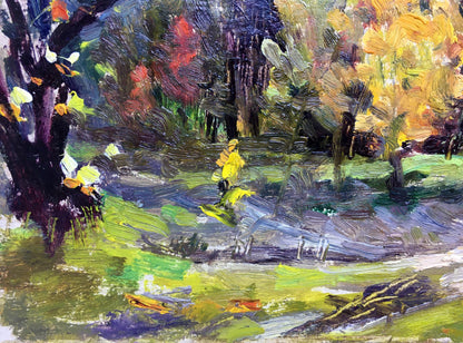 Vibrant impressionist Golden autumn oil painting by Popov I. A