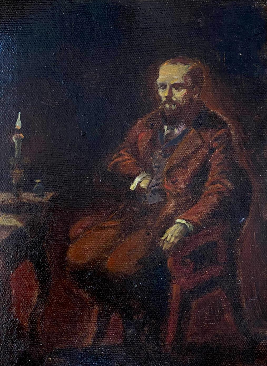 Oil painting of Dostoevsky at table by Litvinov Oleg Arkadyevich