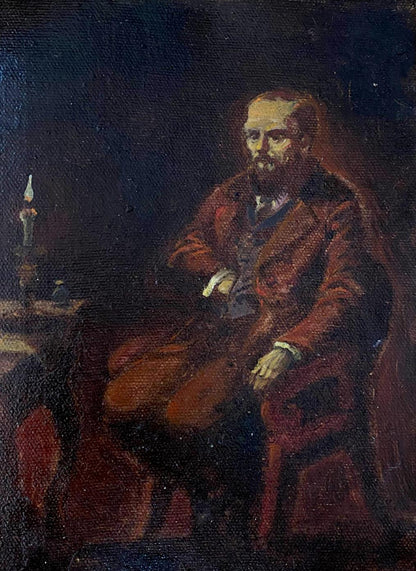 Oil painting of Dostoevsky at table by Litvinov Oleg Arkadyevich
