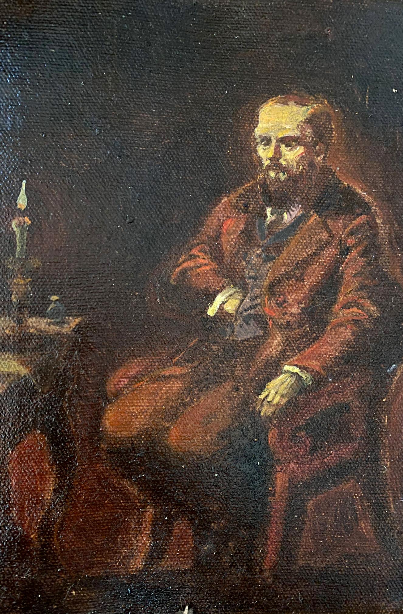 Oil painting of Dostoevsky at table by Litvinov Oleg Arkadyevich