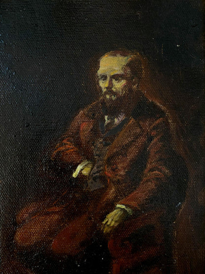 Oil painting of Dostoevsky at the table by Litvinov Oleg Arkad’yevich