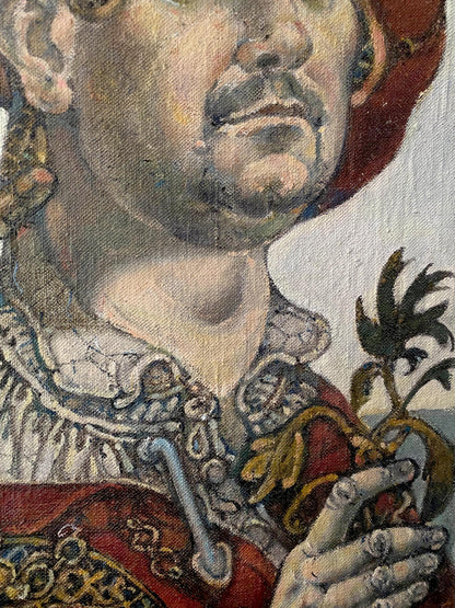 Close-up of Litvinov Oleg Arkad’yevich 2010 oil painting self-portrait mustache beard