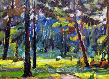 Vibrant impressionist oil painting Walk in the Woods by Popov I. A