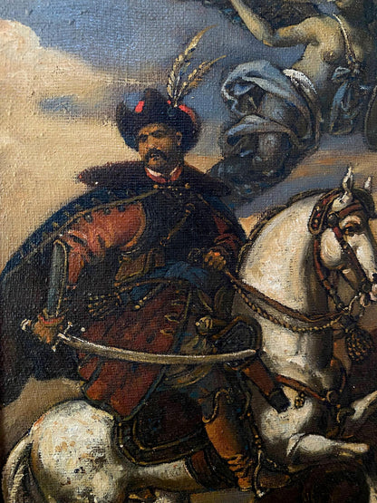 Oil painting of Ivan Bohun by Oleg Arkad’yevich Litvinov, nobleman on white horse