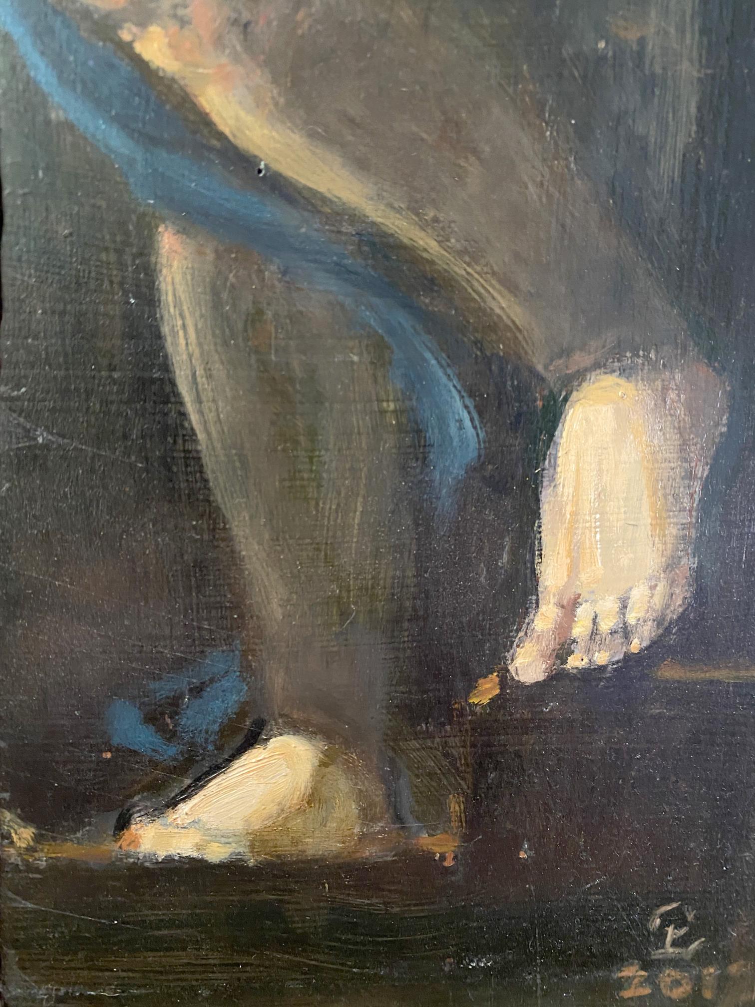 Oil painting In the Night by Litvinov Oleg Arkad’yevich: dark bare feet
