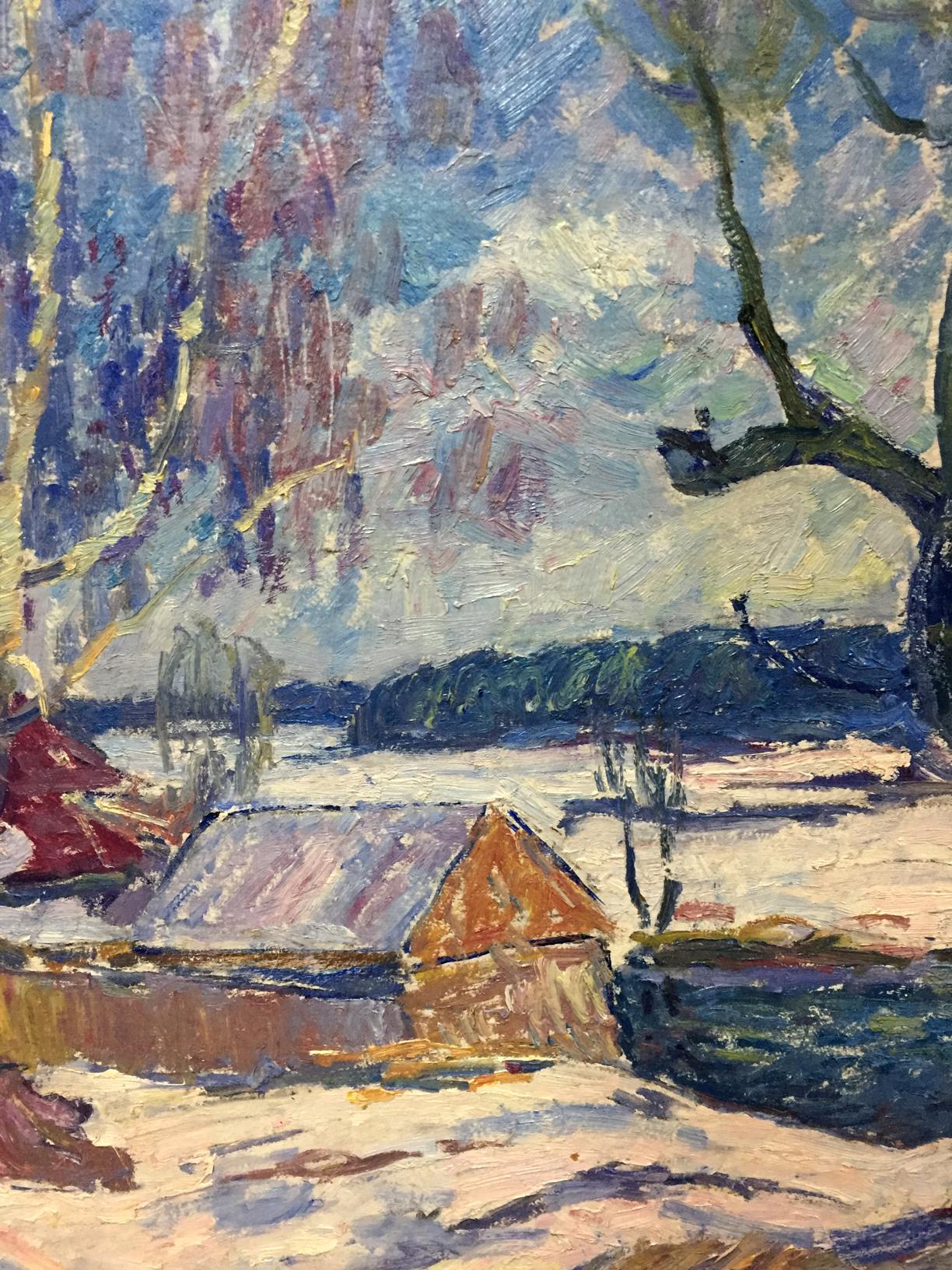 Oil painting Blue day by Petrashevsky Stanislav Vasilievich snowy landscape