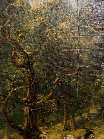 Oil painting Hot day in the forest by Oleg Litvinov textured tree
