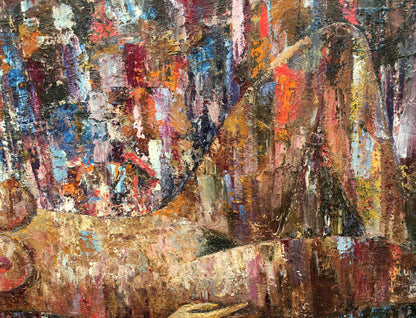 Oil painting of female figure by Kuts Valentin Pavlovich, abstract textured strokes