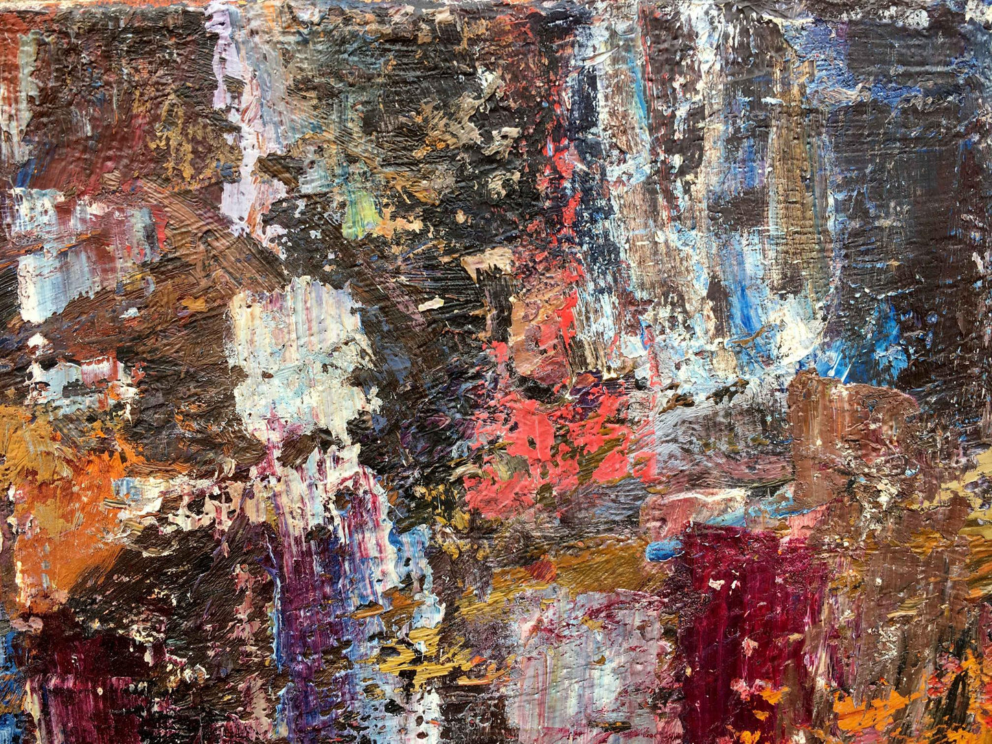 Oil painting of female figure back view by Kuts Valentin Pavlovich, abstract textured layers