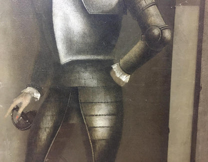 Oil painting portrait of Alexey Fedorovich Vlasov in dark metallic armor