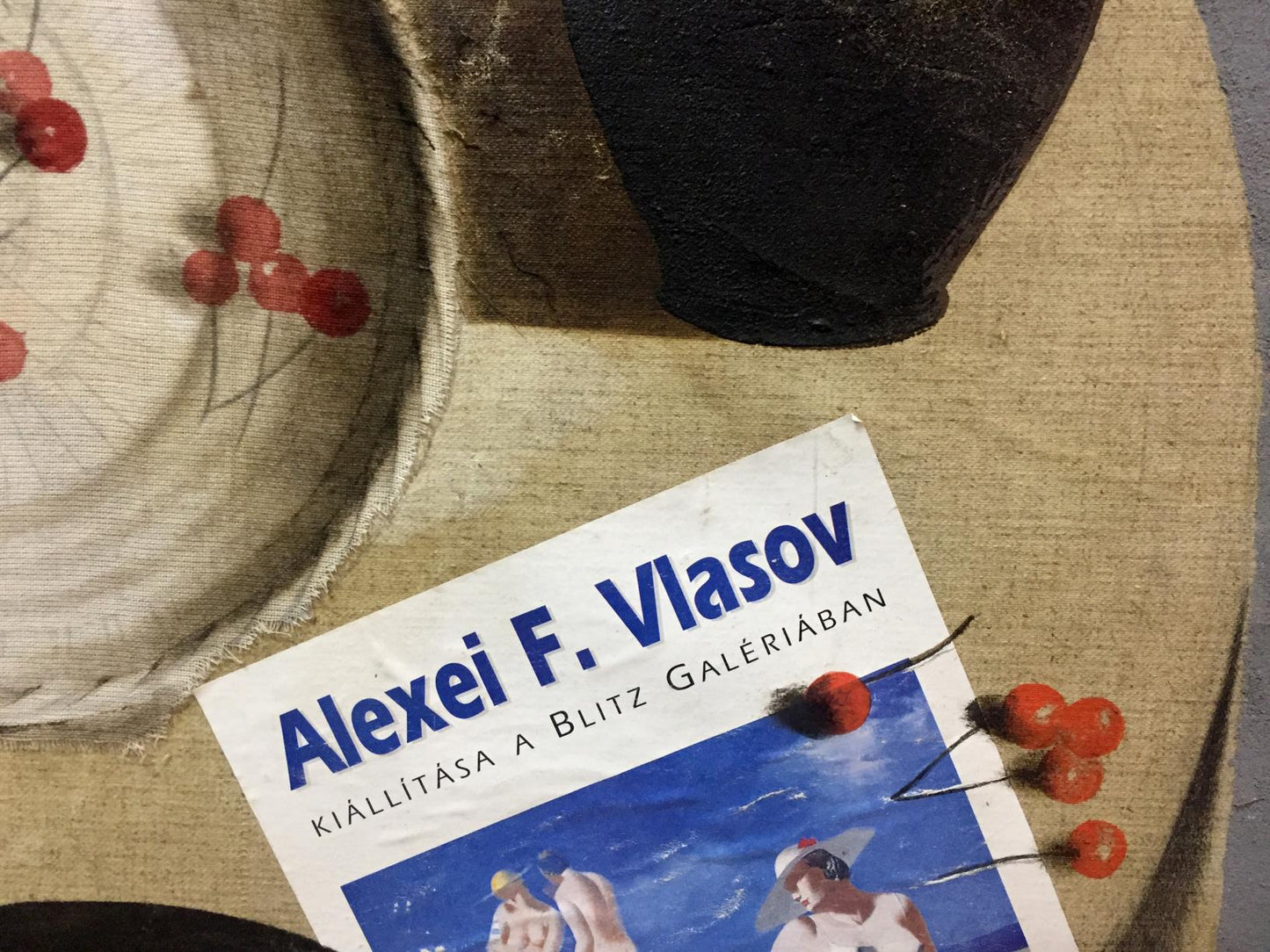 White and blue Alexei F. exhibition poster on Oil painting Sweet cherry Alexey Fedorovich Vlasov product