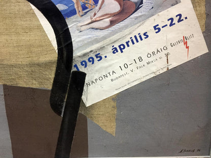 Vintage 1995 Hungarian poster of woman by pool, Galerie Blitz Budapest exhibition