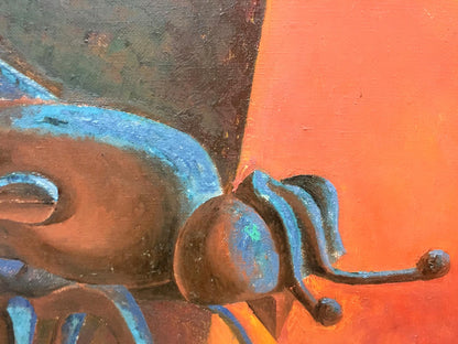 Oil painting Fly by Alexey Fedorovich Vlasov, abstract blue-brown insect