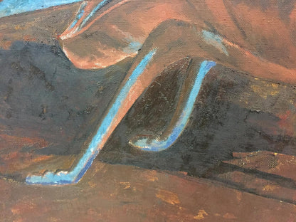 Oil painting Fly by Alexey Fedorovich Vlasov, abstract earthy tones with blue accents