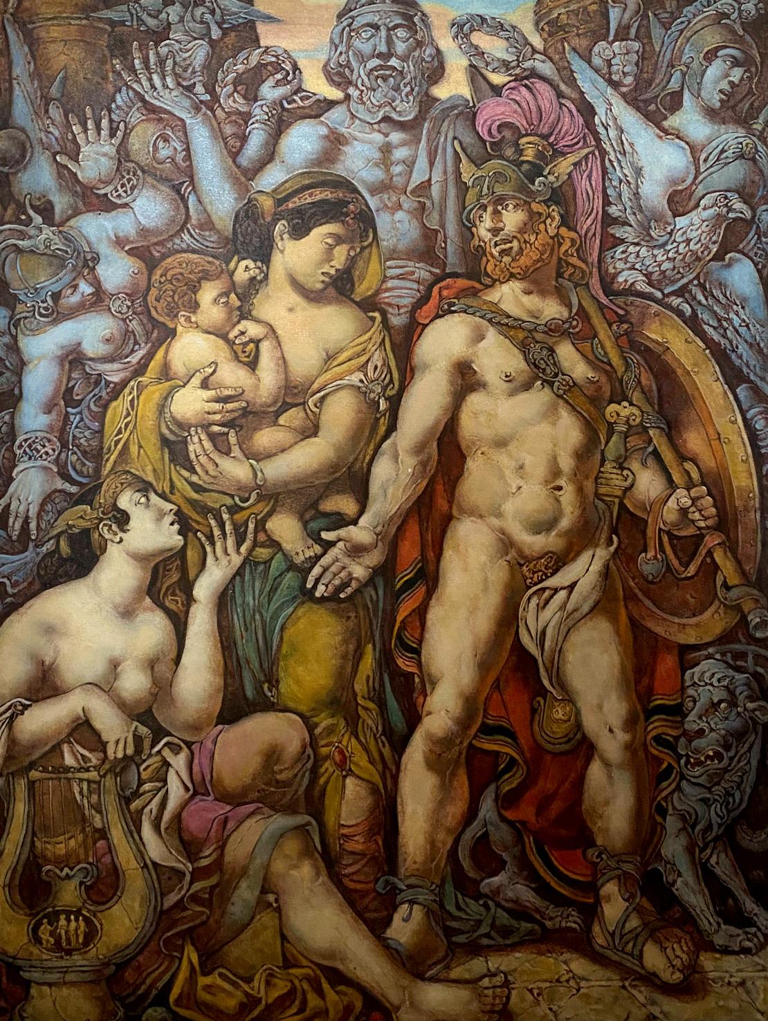Oil painting of Troy before leaving for battle by Oleg Litvinov