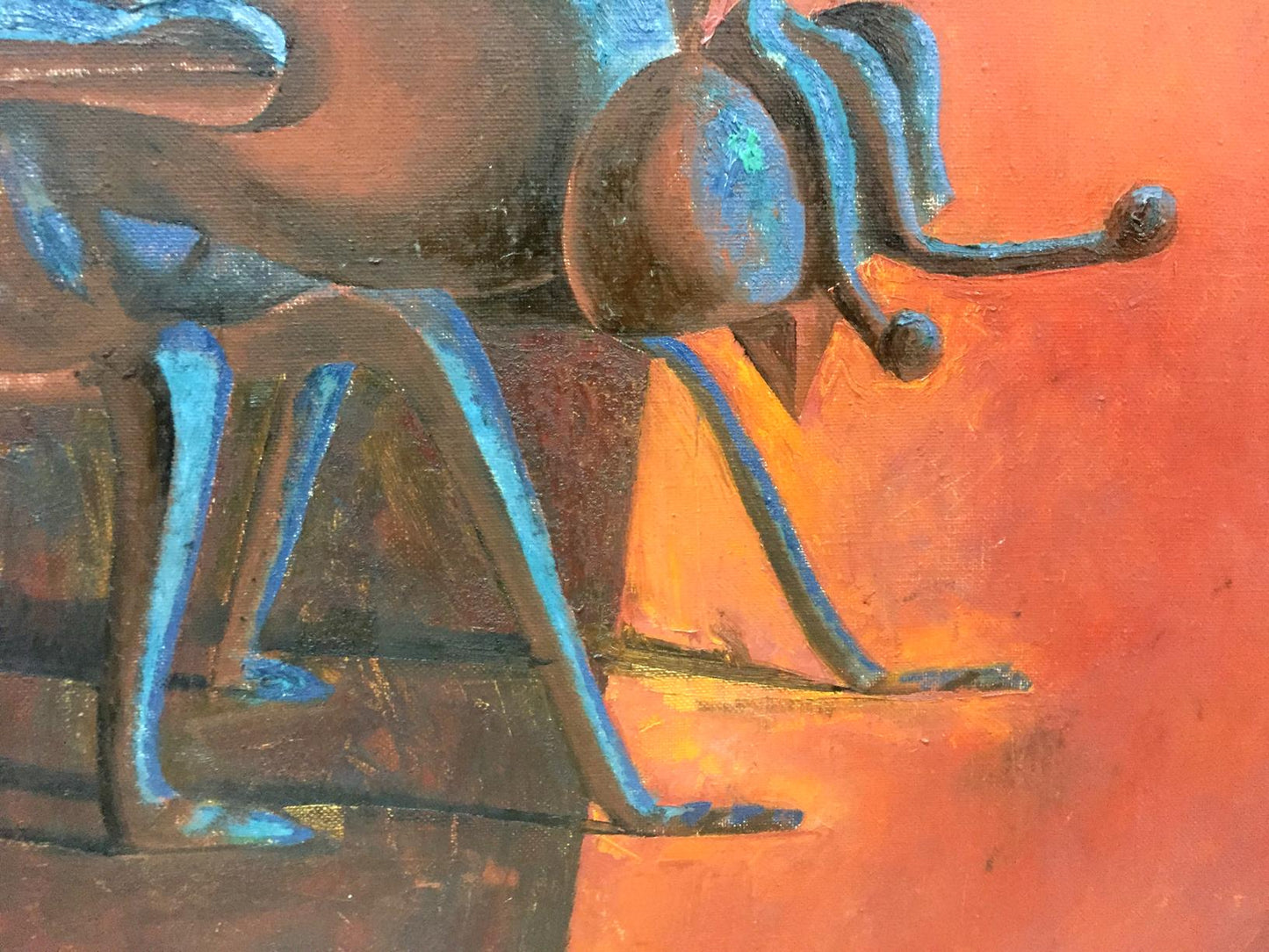 Oil painting Fly by Alexey Fedorovich Vlasov: stylized blue insect sculpture