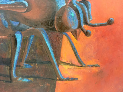 Oil painting Fly by Alexey Fedorovich Vlasov: stylized blue insect sculpture