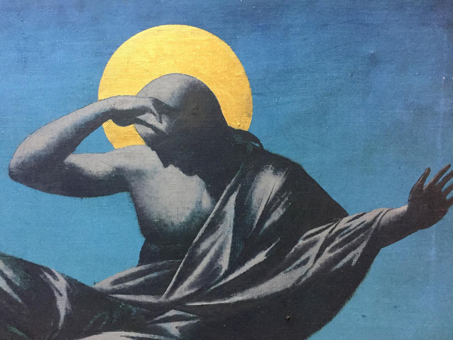 Oil painting by Alexey Fedorovich Vlasov of bald robed figure with halo