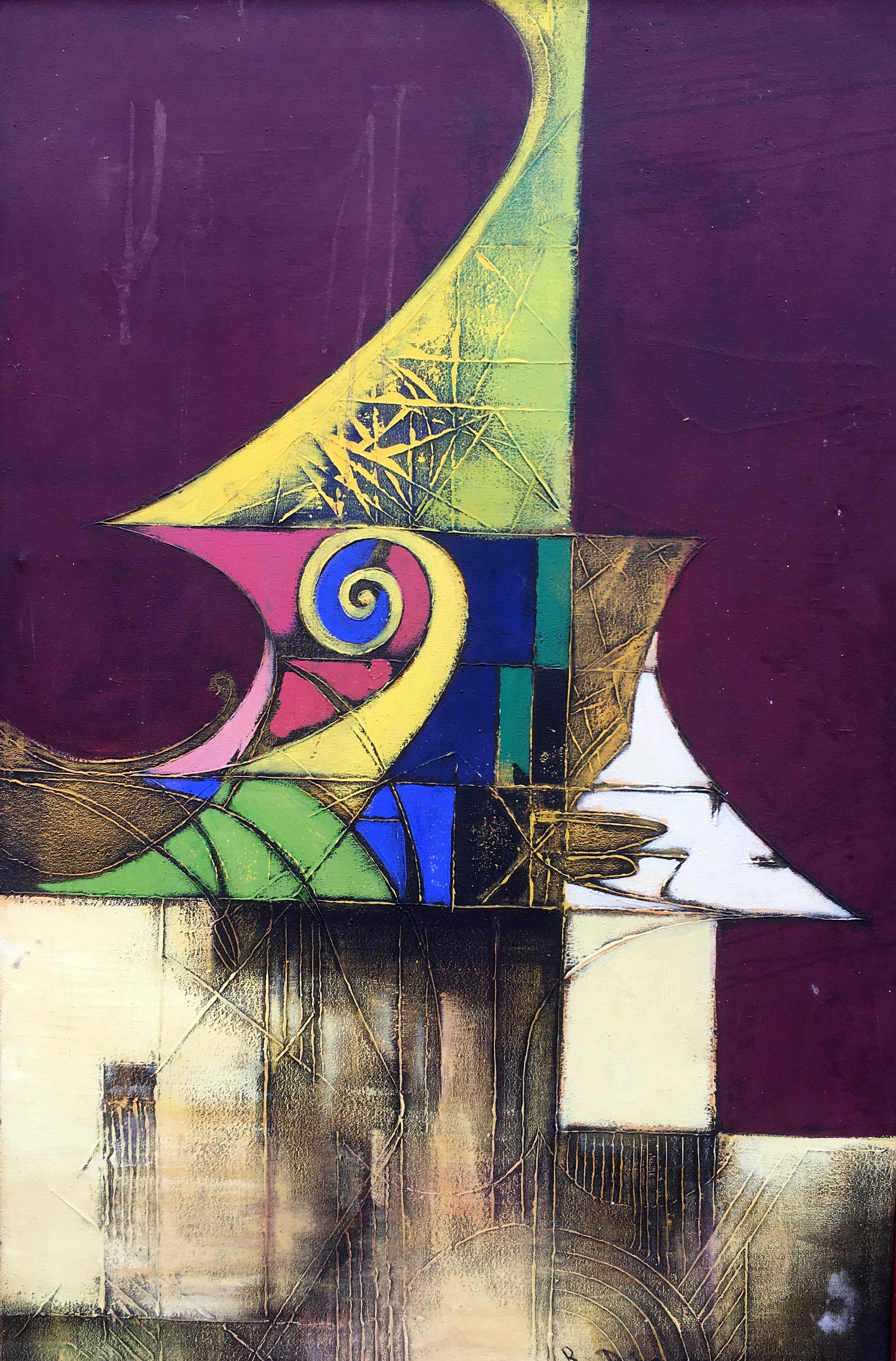 Oil painting Abstraction Vasily Didyk: bold geometric shapes in vibrant colors