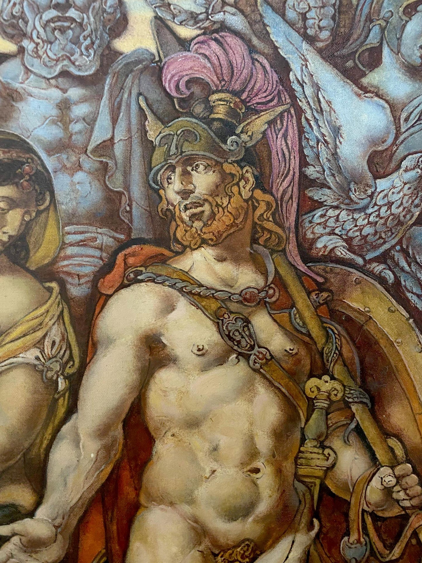 Oil painting of muscular warrior Troy before battle by Oleg Litvinov