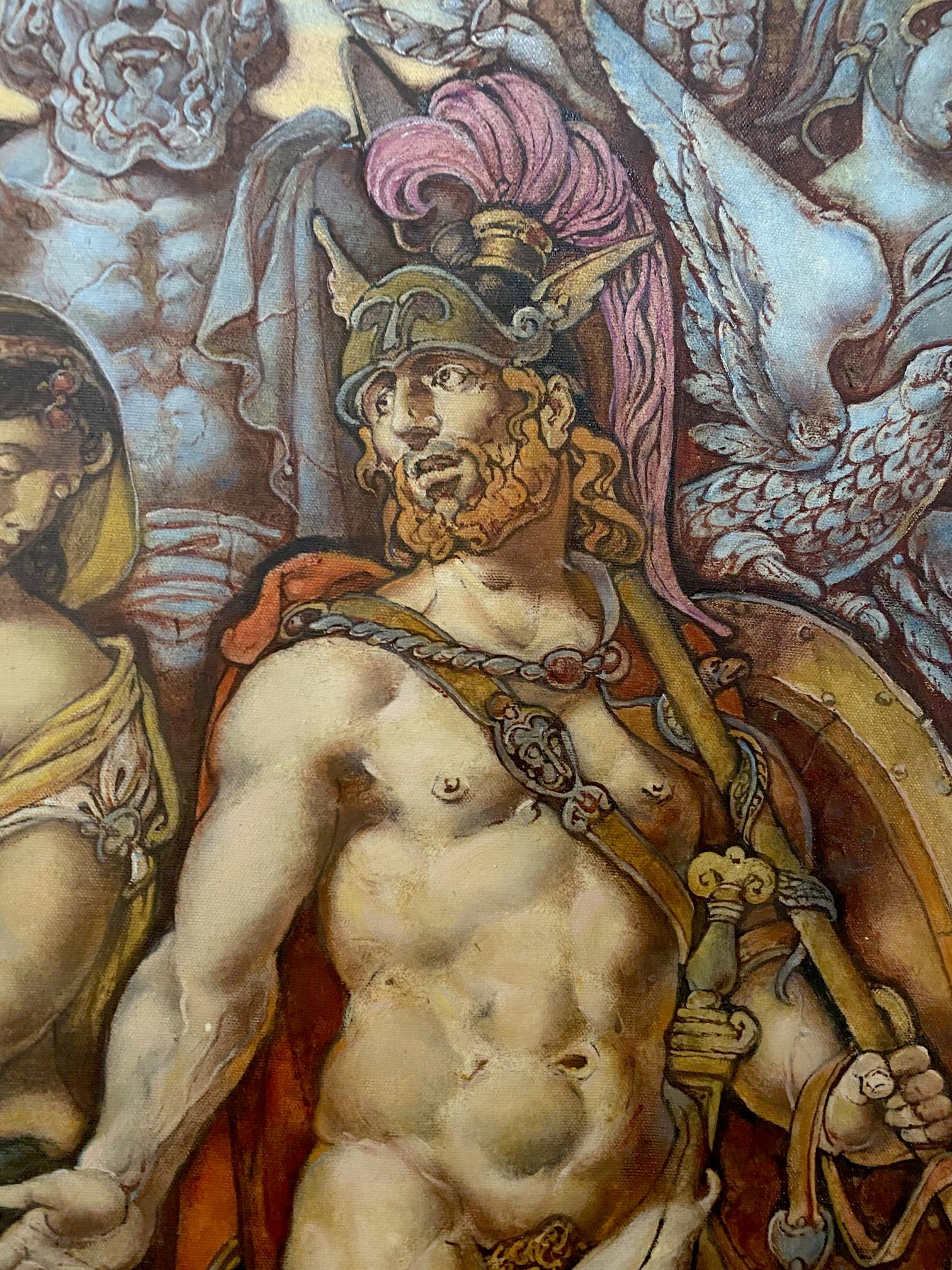 Oil painting of muscular warrior Troy before battle by Oleg Litvinov
