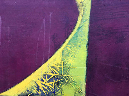 Oil painting Abstraction Vasily Didyk with purple lime green strokes