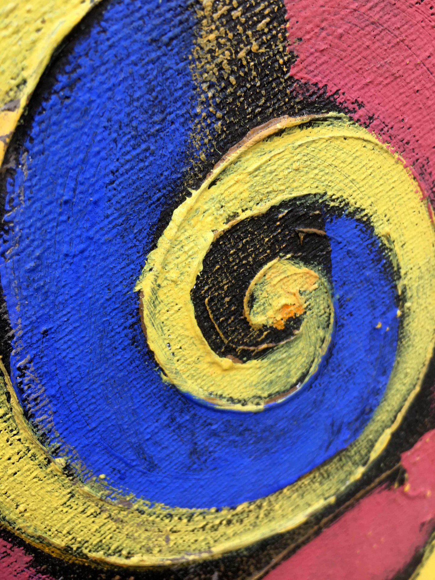 Vibrant oil painting Abstraction Vasily Didyk with blue yellow red swirls