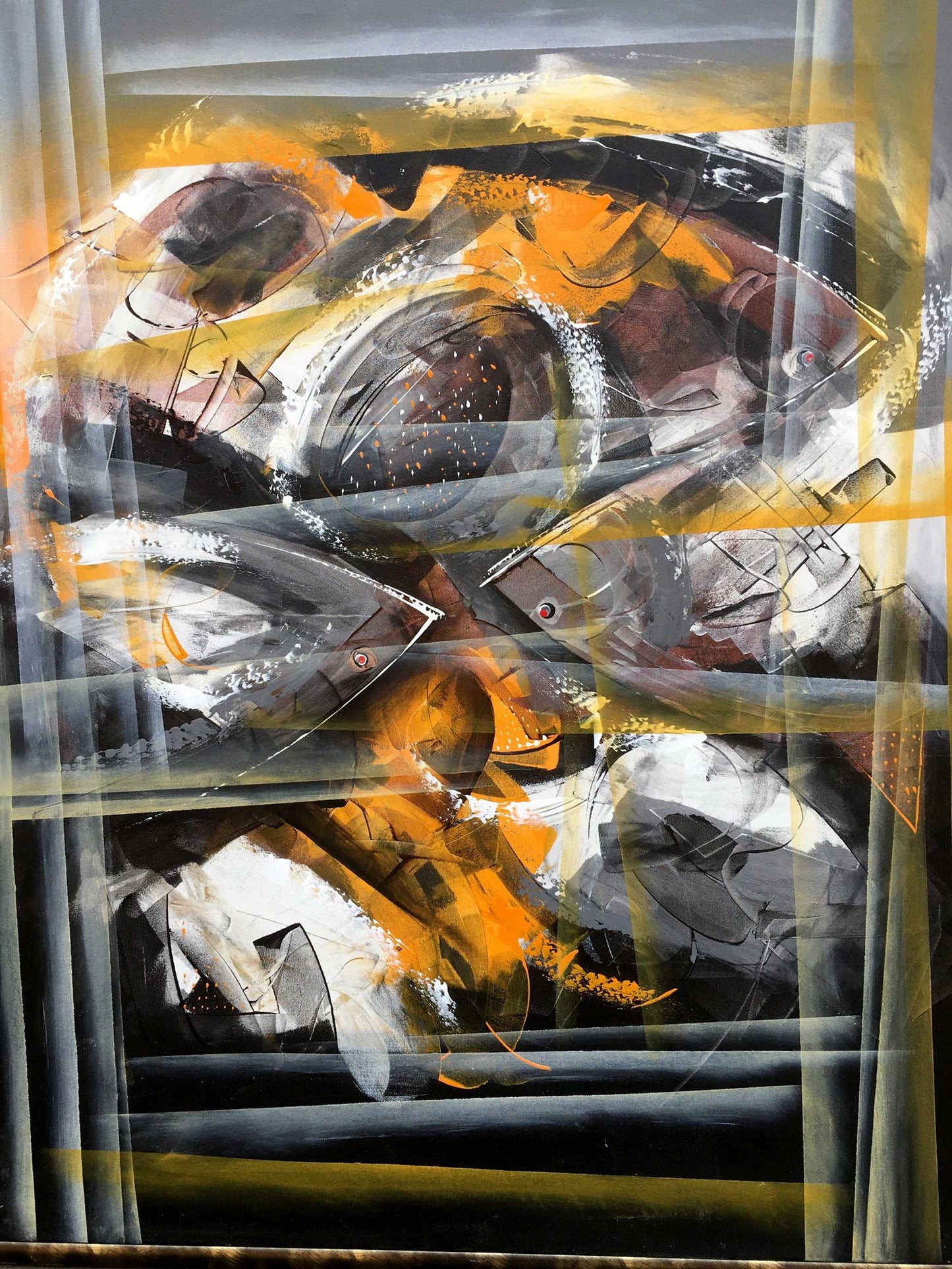 Oil painting Slate and sunlight by Vasily Didyk, bold orange black strokes