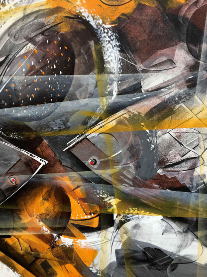 Oil painting Slate and sunlight by Vasily Didyk: abstract gray fish