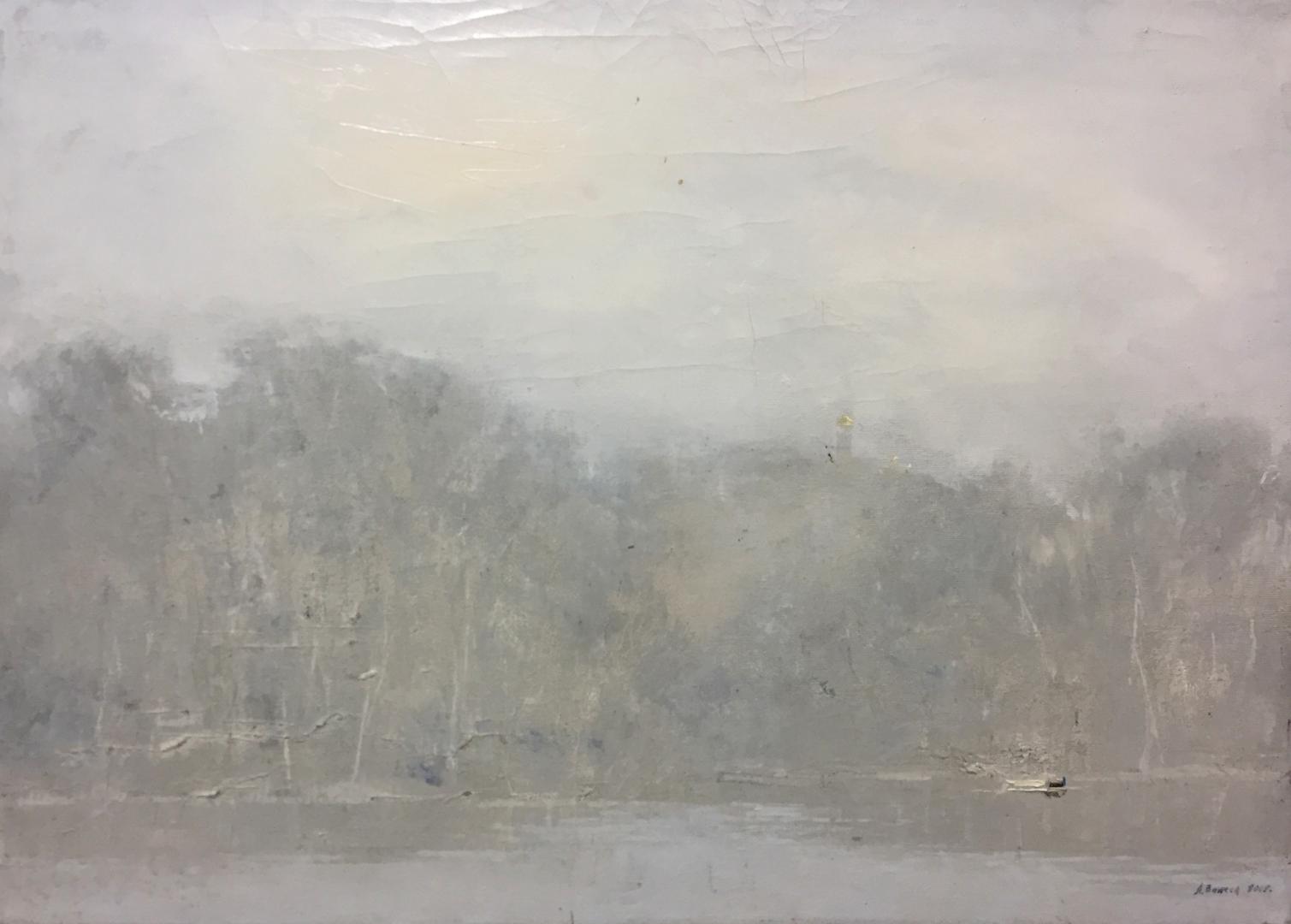 Misty spring Kiev river oil painting by Alexey Fedorovich Vlasov