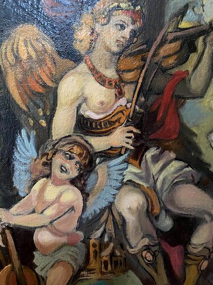 Vibrant oil painting of angelic violinist by Litvinov Oleg Arkad’yevich