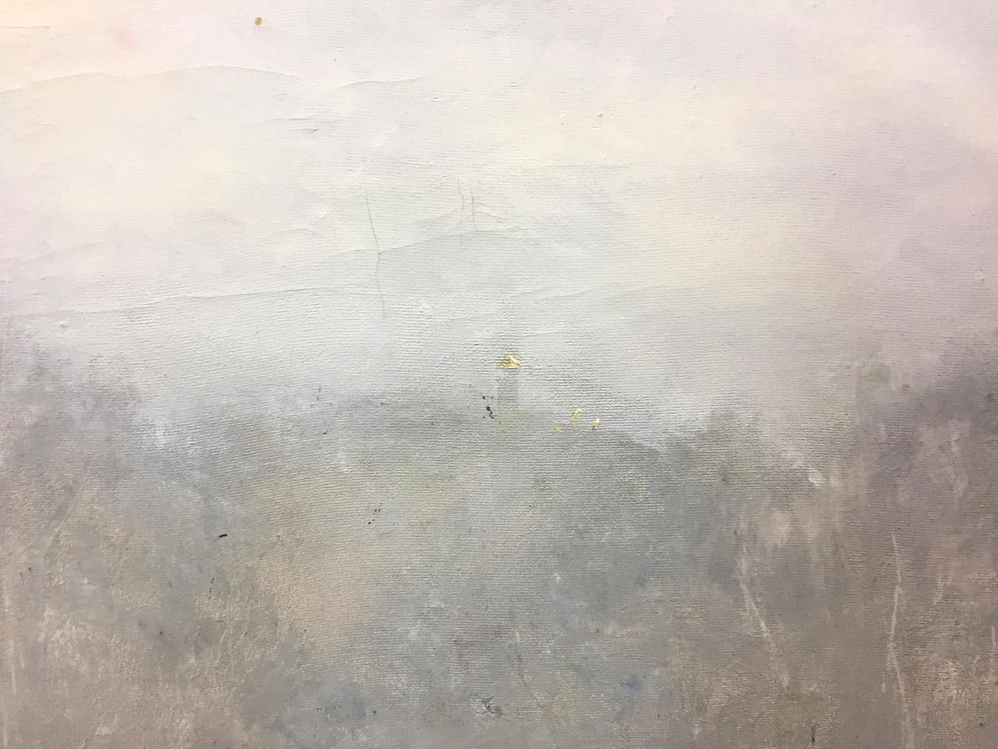 Faded gray white abstract oil painting Kiev spring by Alexey Fedorovich Vlasov