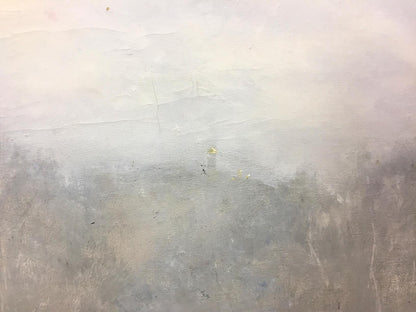 Faded gray white abstract oil painting Kiev spring by Alexey Fedorovich Vlasov