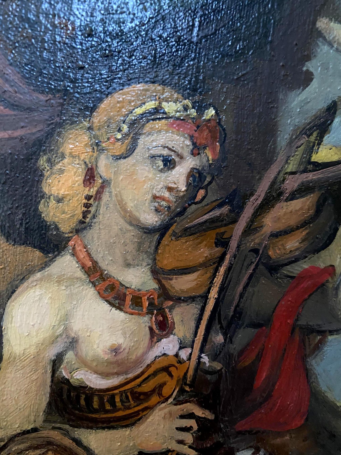 Oil painting by Litvinov Oleg Arkad’yevich: blonde woman with violin