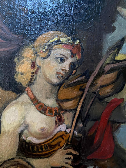 Oil painting by Litvinov Oleg Arkad’yevich: blonde woman with violin